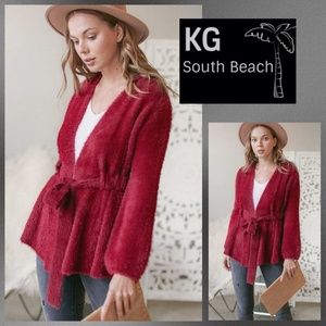 📌 Davi&Dani Luxury Faux Mohair Sweater Detailed, Bubble Sleeves Drawstring Waist